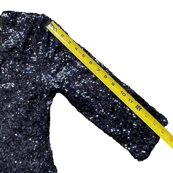 Express | Navy Blue Sequins, Bodycon Mini Cocktail Dress, Size 4 - Picture 12 of 13